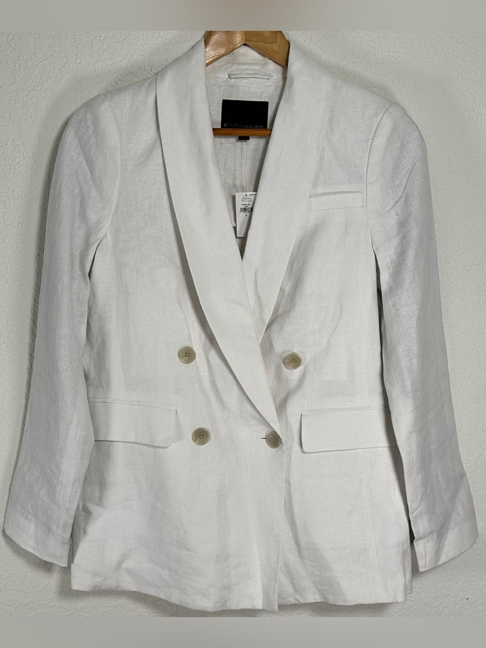 Banana Republic White Double-Breasted Linen Blazer NWT